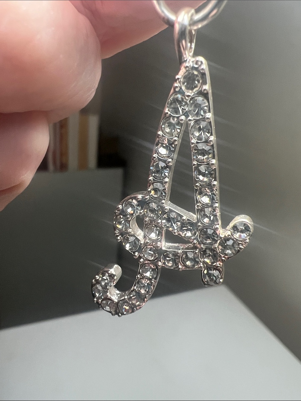 Vintage Rhinestone Letter 'A' Keychain Charm - Silver Tone - Picture 10 of 16